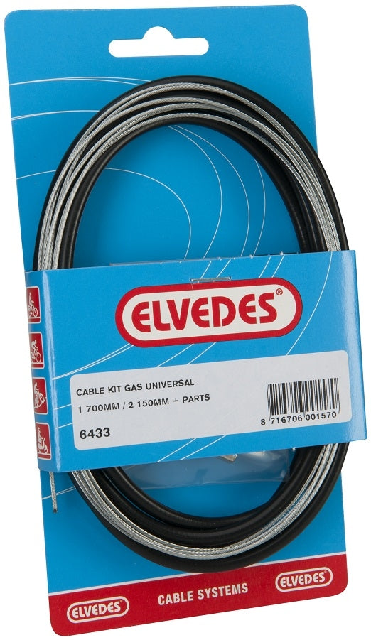 Elvedes Câble d'accélérateur universel 1700mm 2250mm extra flexible galvanisé noir (sur carte)