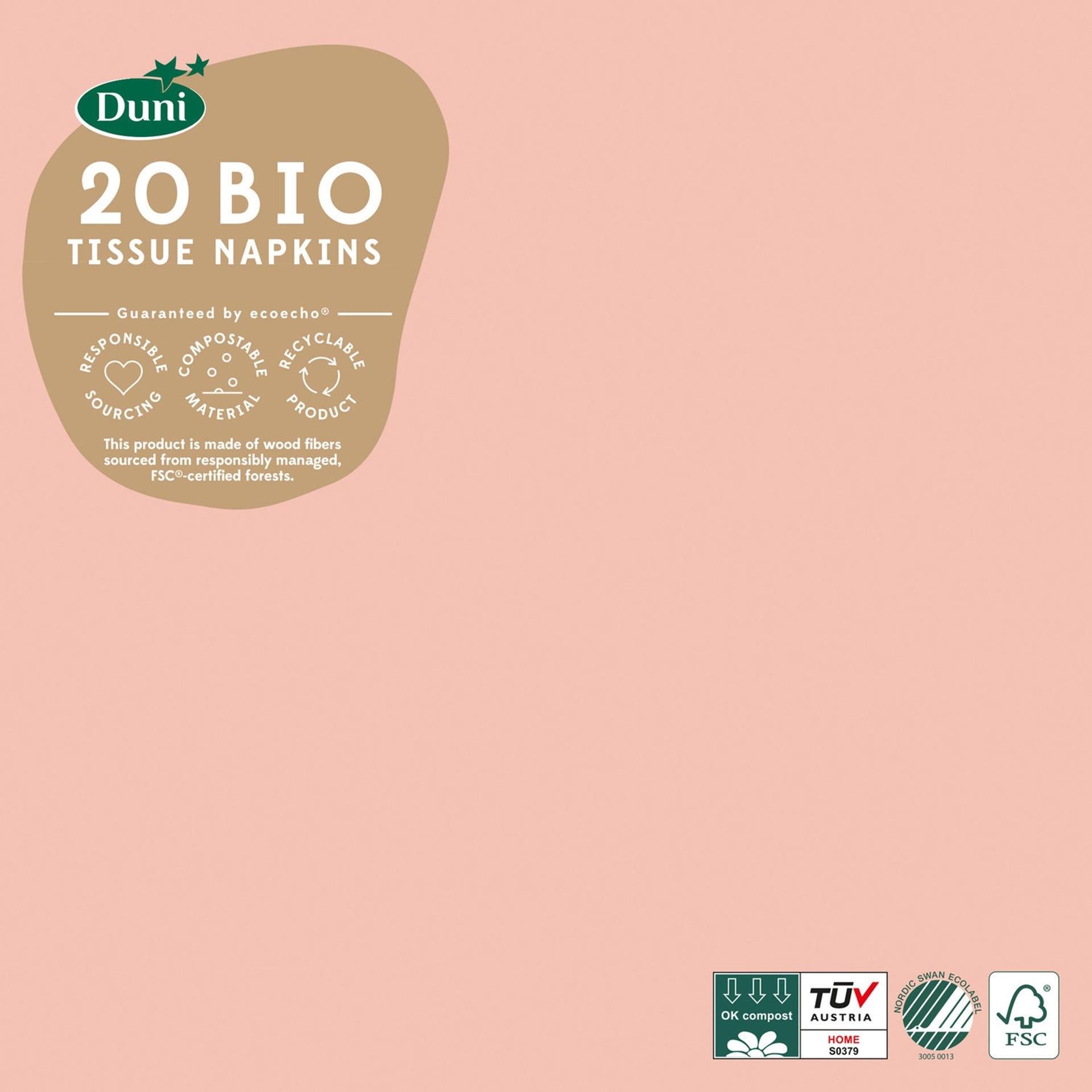 Serviettes Duni rose douce 33x33cm
