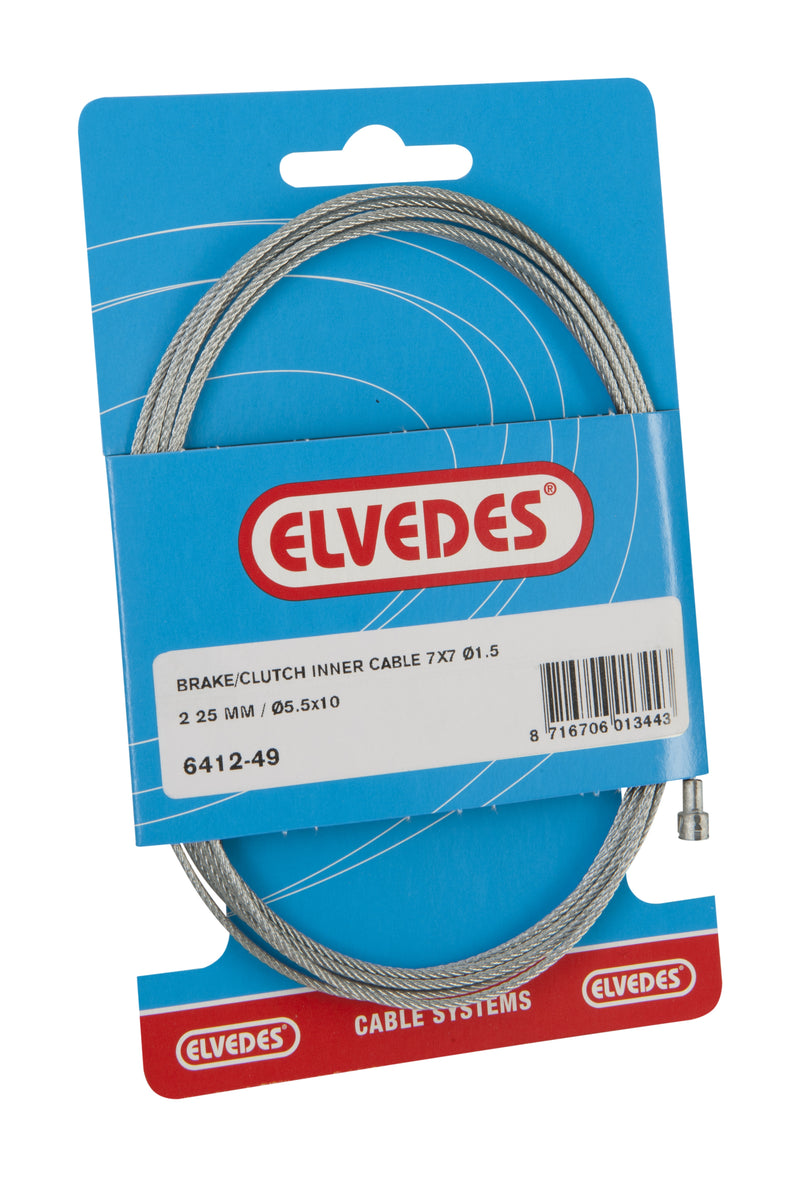 Elvedes Câble intérieur d'embrayage 2250mm 7x7 fil zingué Ø1.5mm avec V-nipple (sur carte)