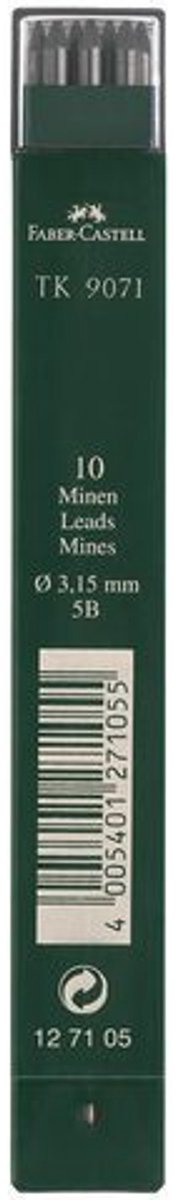 Faber-castell mines de crayon porte-mine - tk9071 - largeur de trait 3,15 mm - dureté 5b - 10 pièces en tube - fc-127105