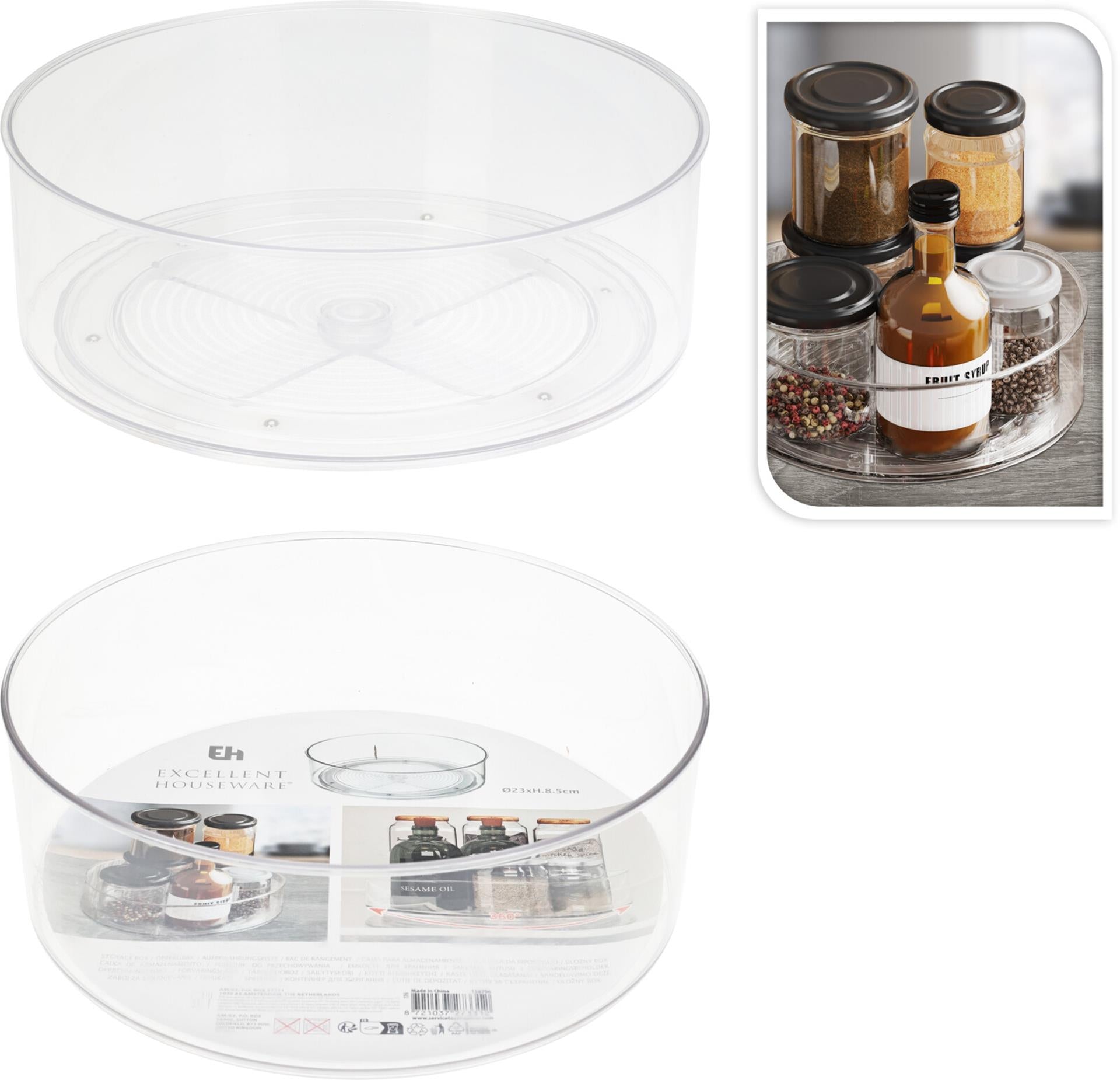 Excellente boîte de rangement pour réfrigérateur d'articles ménagers ø23cm