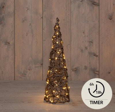 La collection Anna's cône lumineux 60LED classicwarm 40cm fonctionne avec 3 piles AA avec minuterie de 6 heures