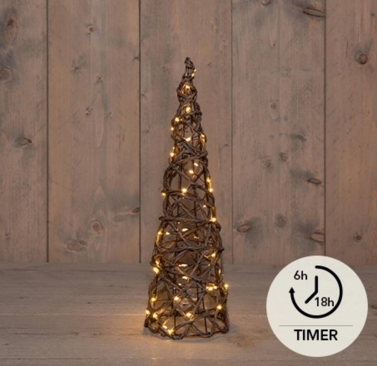 La collection Anna's cône lumineux 60LED classicwarm 40cm fonctionne avec 3 piles AA avec minuterie de 6 heures