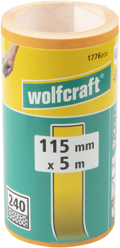 Rouleau de papier de verre Wolfcraft | pour bois métal | 5 mx 115 mm | grain 240 | 1 pièce - 1776000