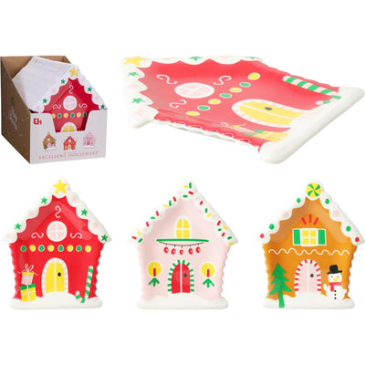 Home styling Assiette de Noël mélamine 19,8x16 maison en pain d'épices
