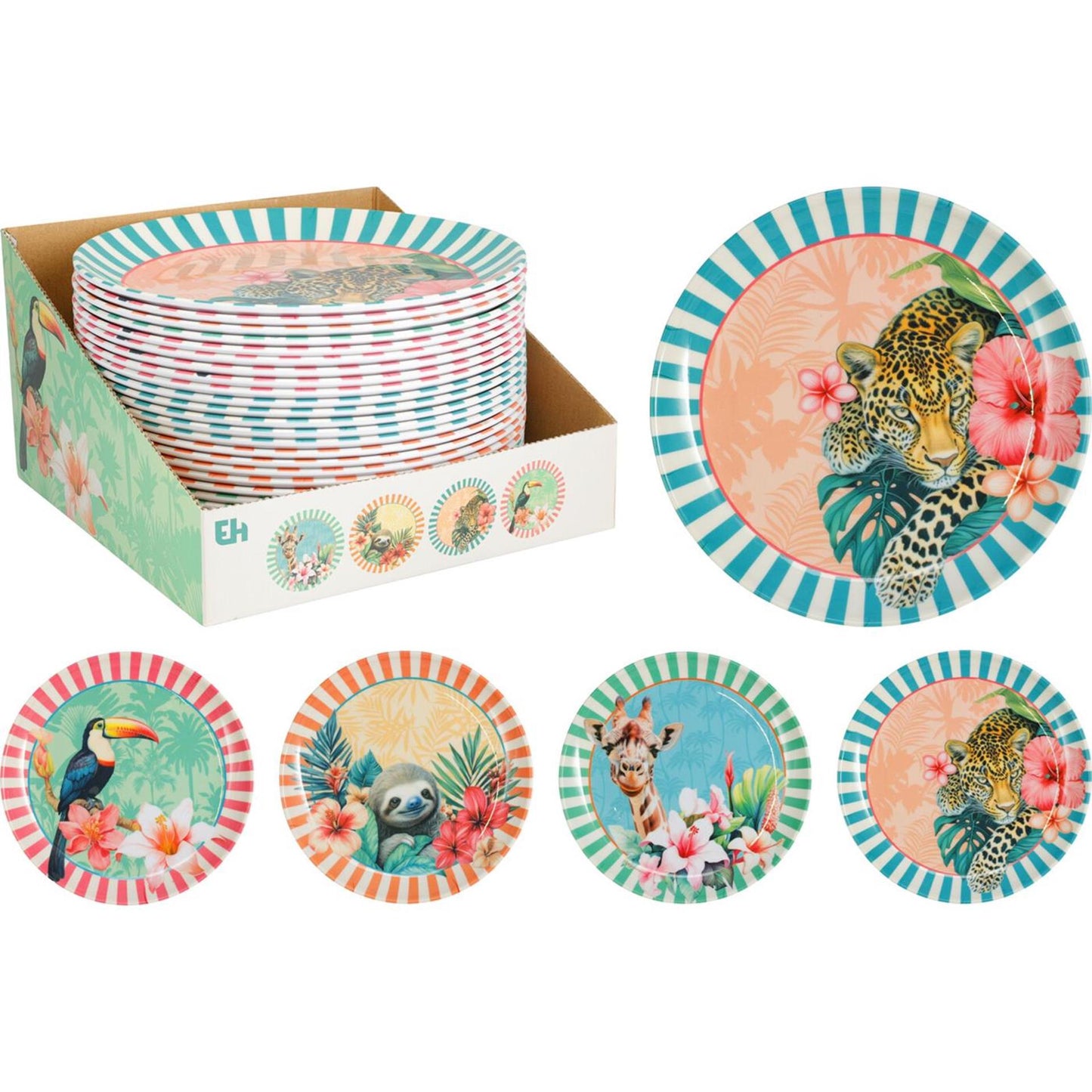 Excellente assiette plate mélamine ø25cm tropical