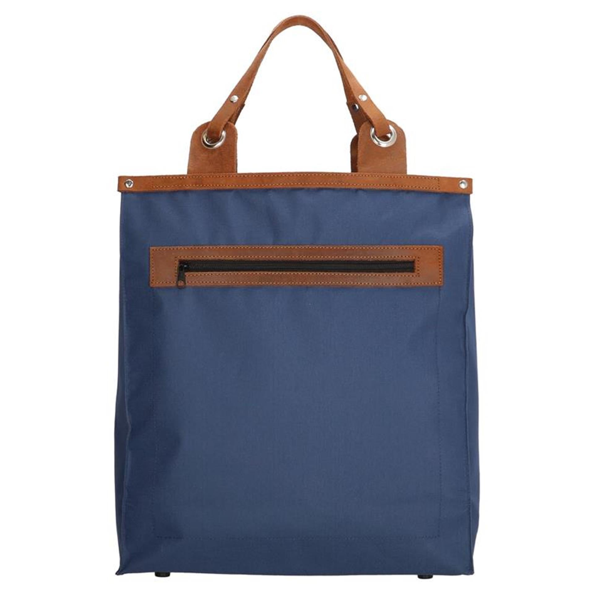 Sac shopping anse cuir bleu