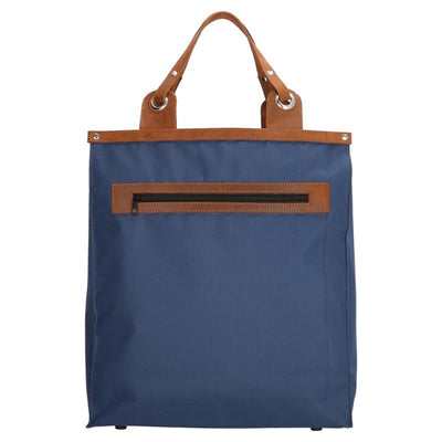 Sac shopping anse cuir bleu