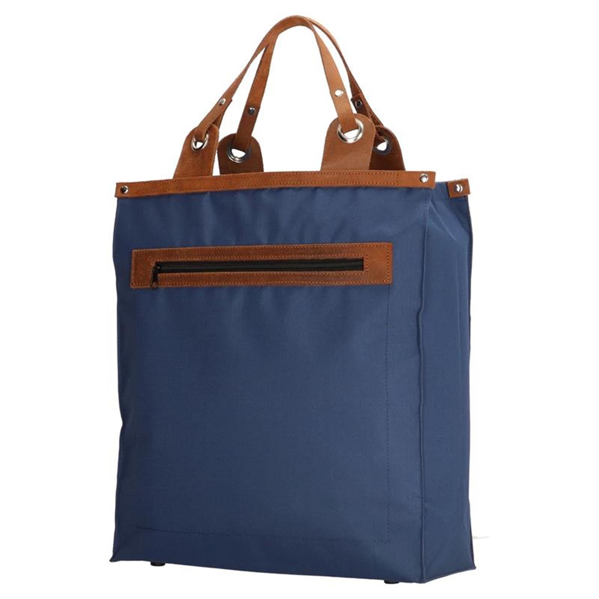 Sac shopping anse cuir bleu