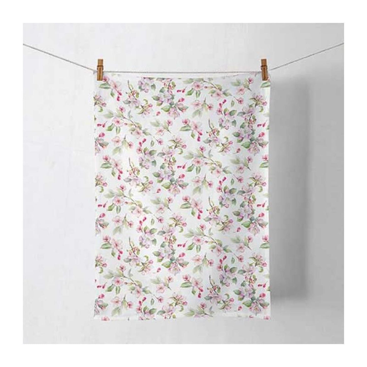 Torchon Ambiente fleur de printemps blanc