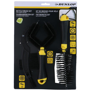 Dunlop Bicycle Brush Set Yellow Black 3 pièces