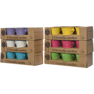 Bougies de citronnelle 3 dans un seau 6 Couleur d'assorti 5 x 6,5 cm