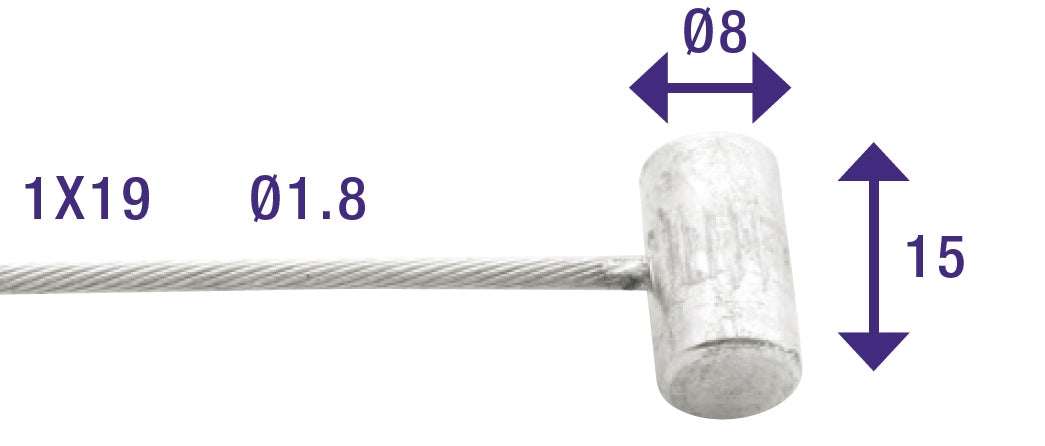 Elvedes Câble de frein arrière Honda Camino 2000mm zingué T-nipple (sur carte)