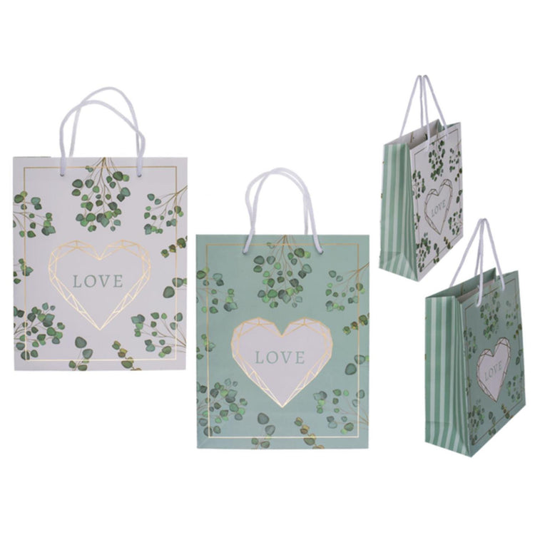 Ootb sac cadeau amour 18x8x23cm vert blanc
