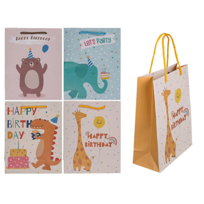 Sac cadeau en papier bleu anniversaire 18x8x23