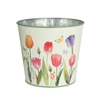 Pot de fleurs zinc extérieur dia 13,3 cm h 11,5 cm | 4 pièces