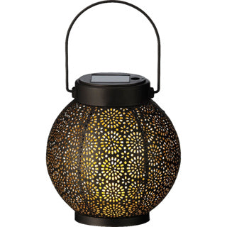 Lanterne solaire Metal Black Gold 14 cm de diamètre