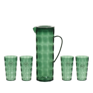 Passe avec 4 verres à boire d'un ensemble vert en plastique de 5