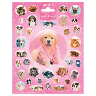 Feuille d’autocollants totum chiots et chatons mignons