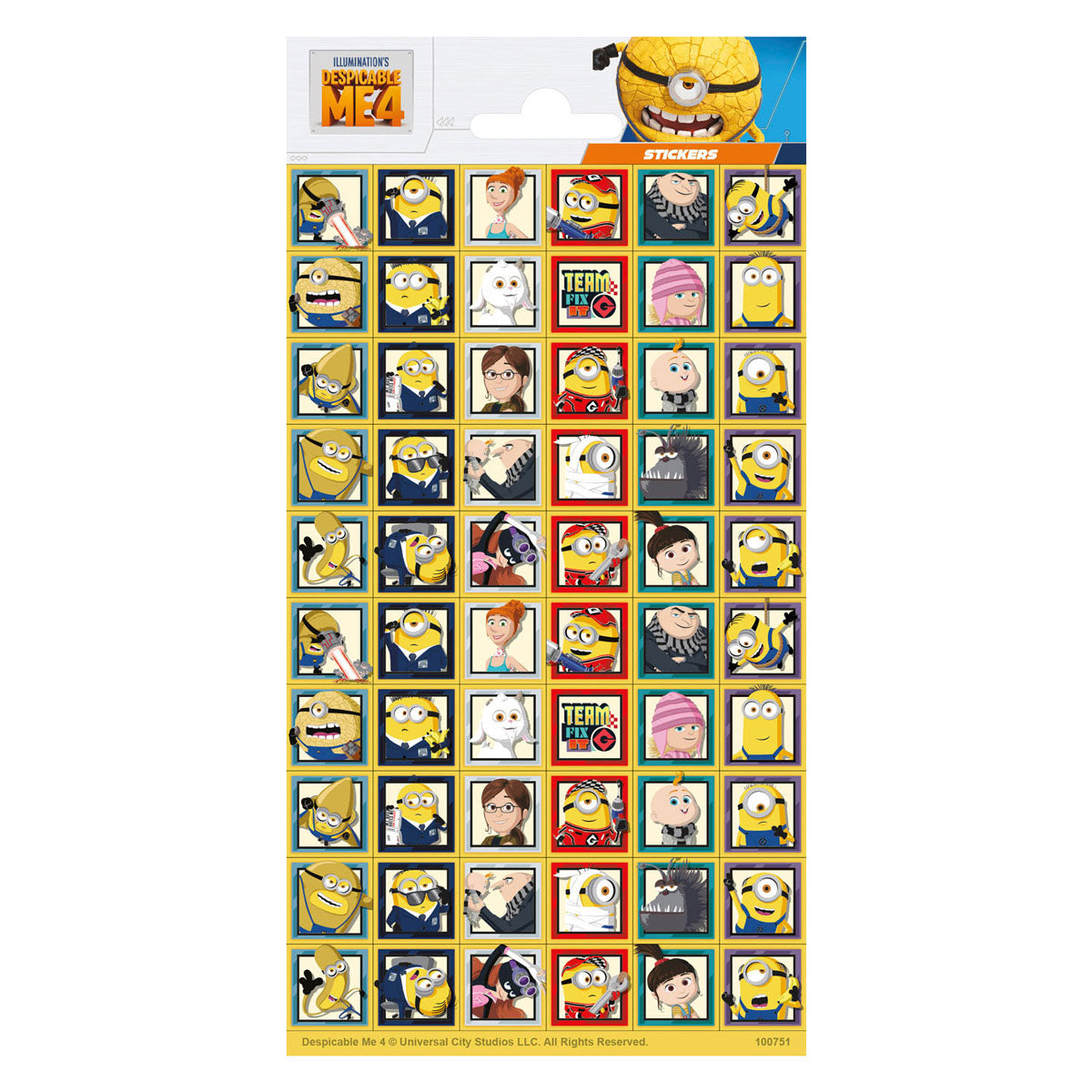 Totum stickervel méprisable moi 4