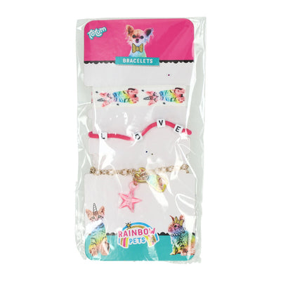Bracelets pour animaux de compagnie arc-en-ciel de groupe d'artisanat créatif - 3 pcs.