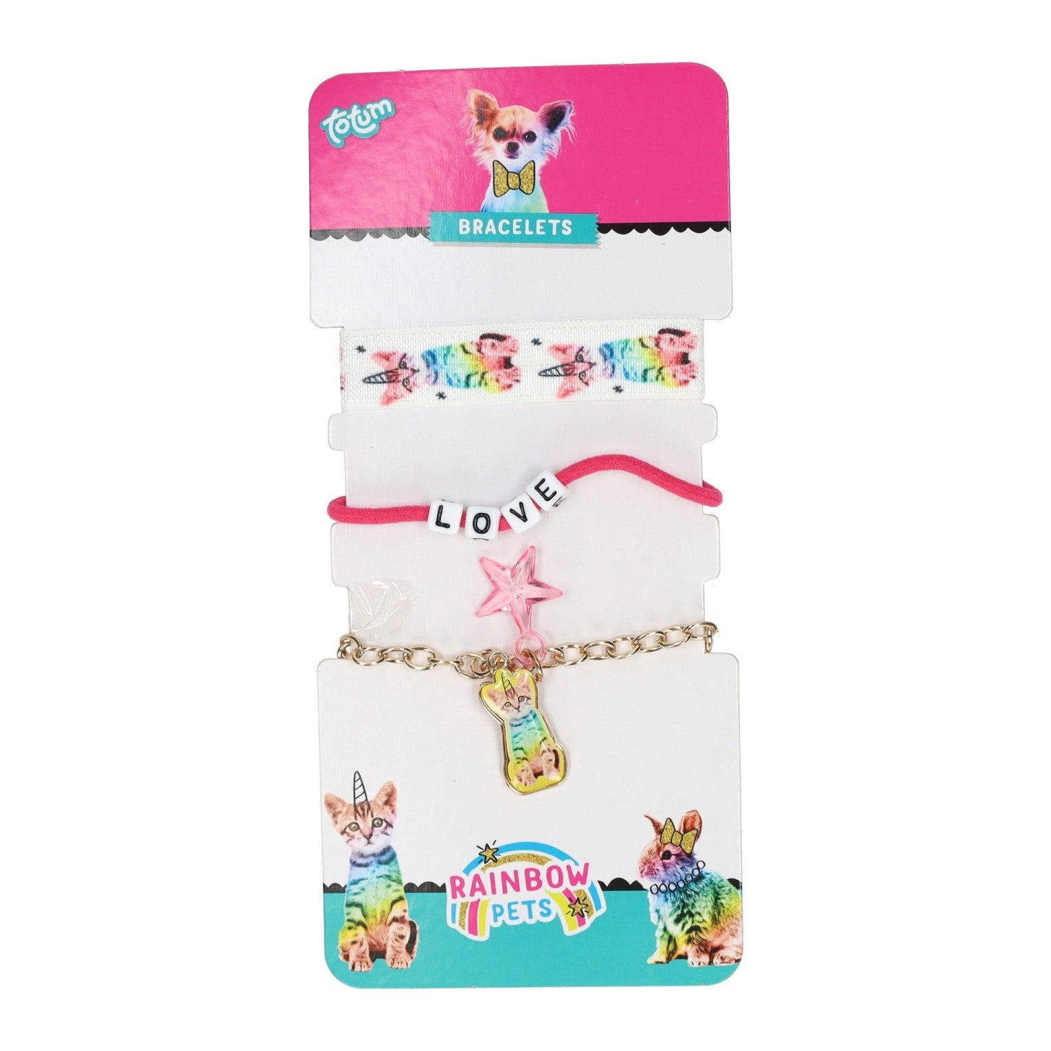 Bracelets pour animaux de compagnie arc-en-ciel de groupe d'artisanat créatif - 3 pcs.