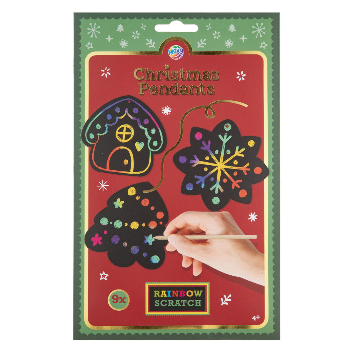 Groupe d'artisanat créatif Rainbow Scratch Art Pendentif de Noël 8,5 cm - 9 pcs.
