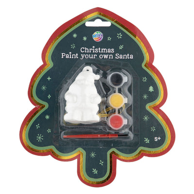 Un groupe d'artisanat créatif peint votre propre Père Noël - avec pinceau et peinture