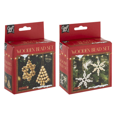 Ensemble de pendentifs de noël en perles en bois, groupe artisanal créatif, ensemble de pendentifs de noël