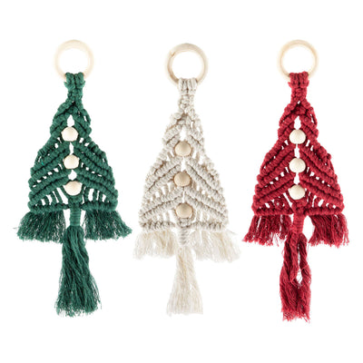 Ensemble de groupe d'artisanat créatif cintres en macramé arbres de Noël - 3 pcs.