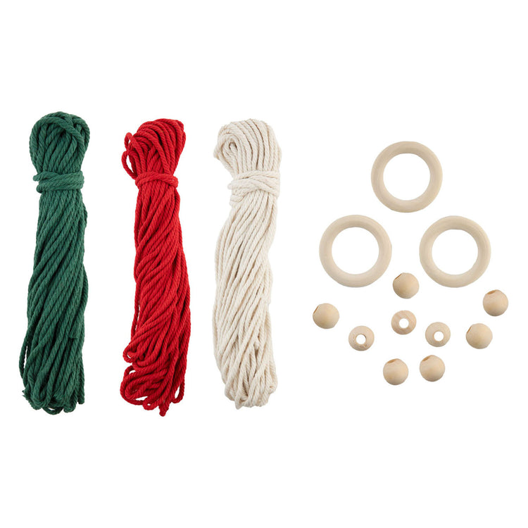 Ensemble de groupe d'artisanat créatif cintres en macramé arbres de Noël - 3 pcs.