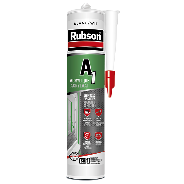 Rubson 1067827 - Mastic acrylique a1 blanc 300 ml | 5 pièces