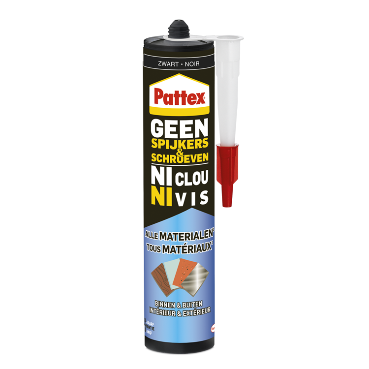 Pattex 1066003 - sans clous ni vis intérieur-extérieur noir 390g | 12 pièces