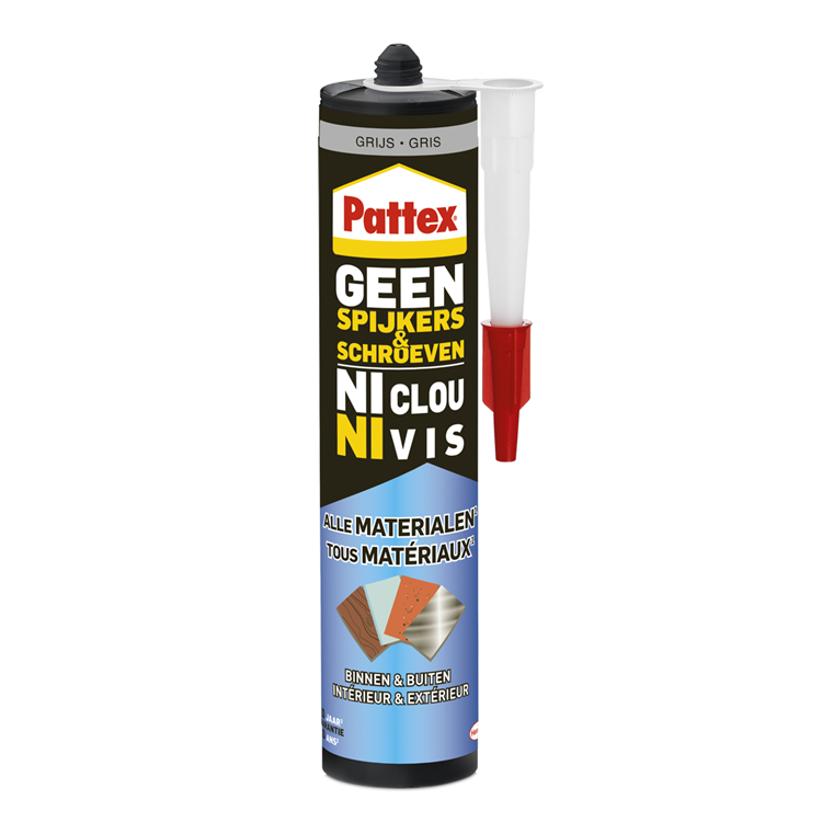 Pattex 1066002 - sans clous ni vis intérieur-extérieur gris 390g | 12 pièces