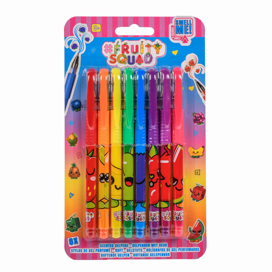 Stylos gel Canenco Fruity Squad avec parfum, 8 pcs.