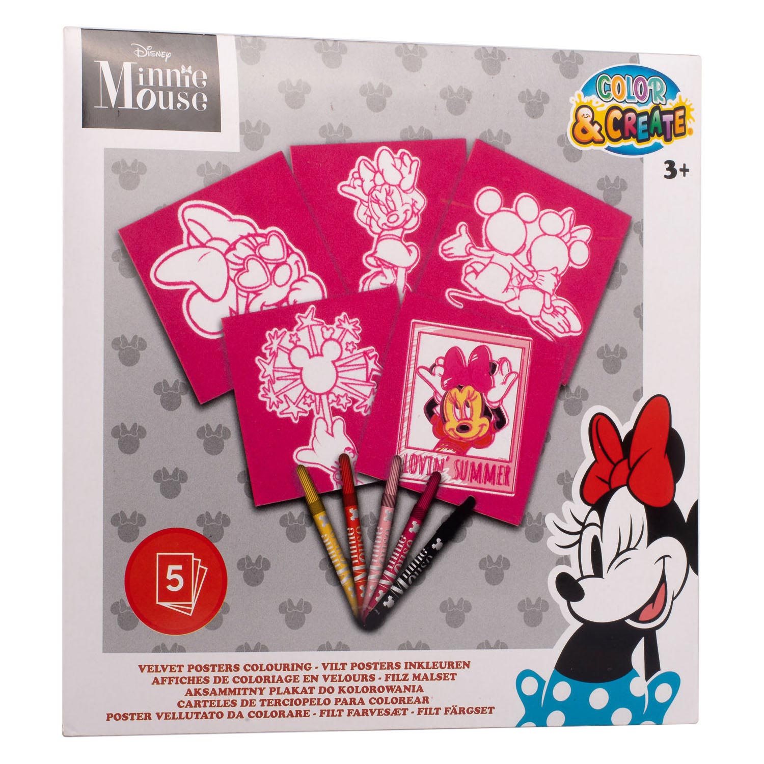 Couleurs de feutre Minnie 18x18 cm - 5 pièces