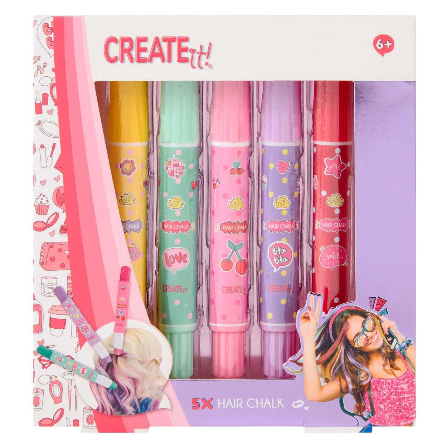 Créez-le ! stylos à craie pour cheveux, 5 pcs