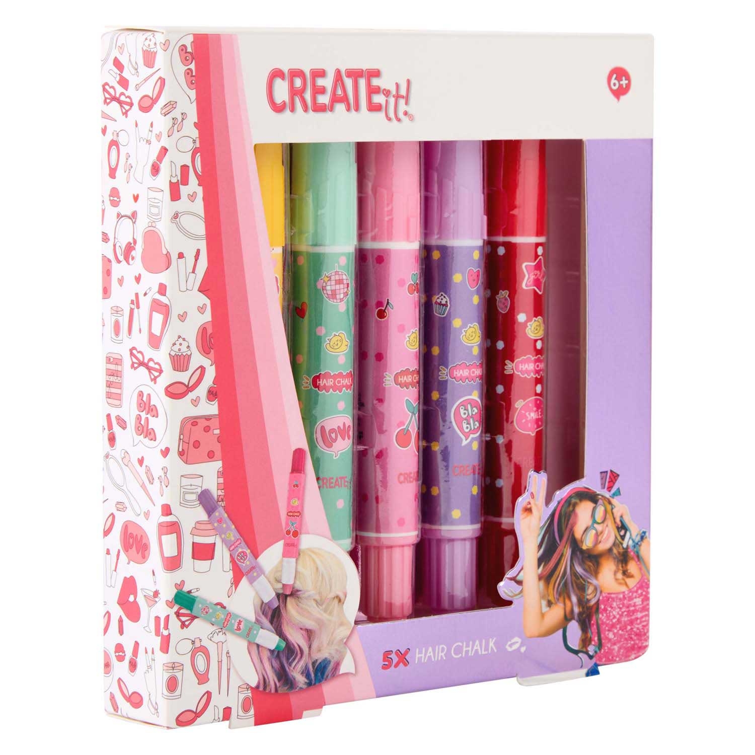 Créez-le ! stylos à craie pour cheveux, 5 pcs