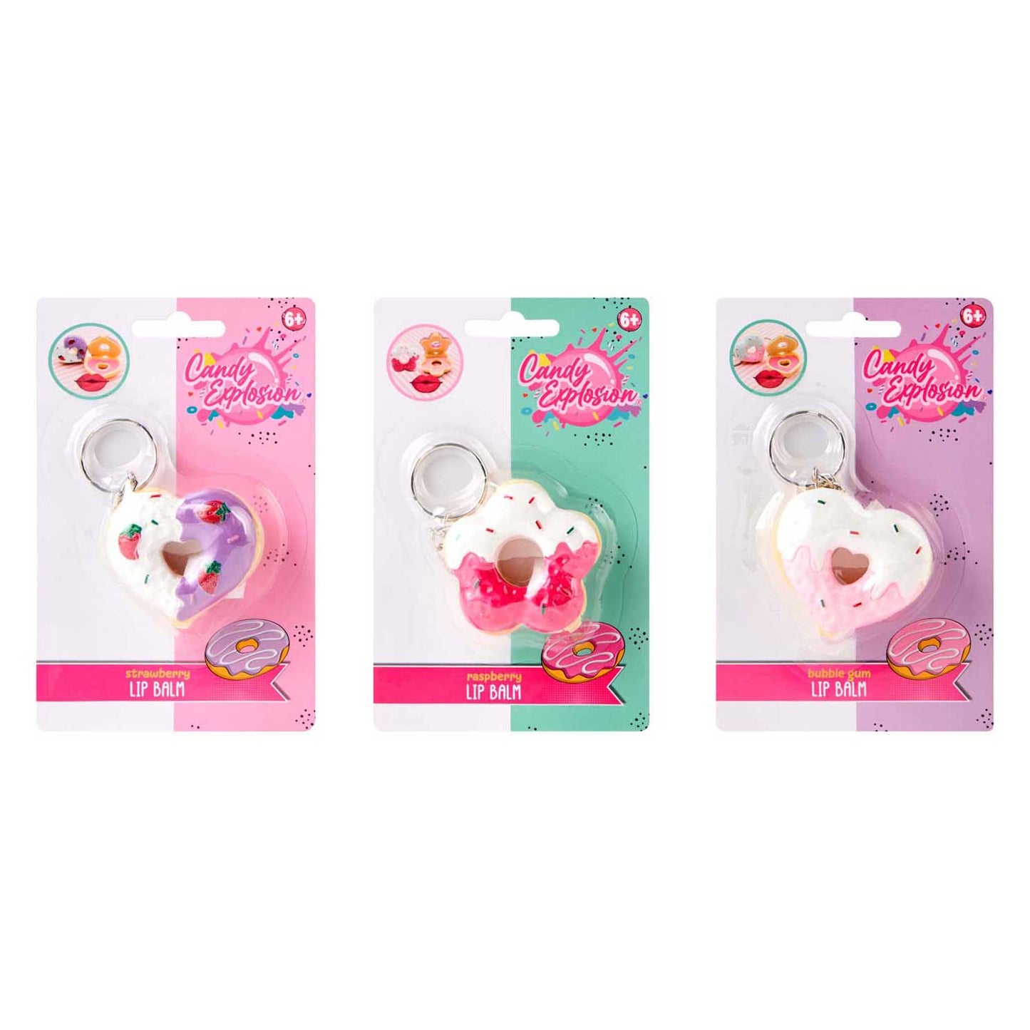 Canenco crée-le ! porte-clés baume à lèvres donut explosion de bonbons