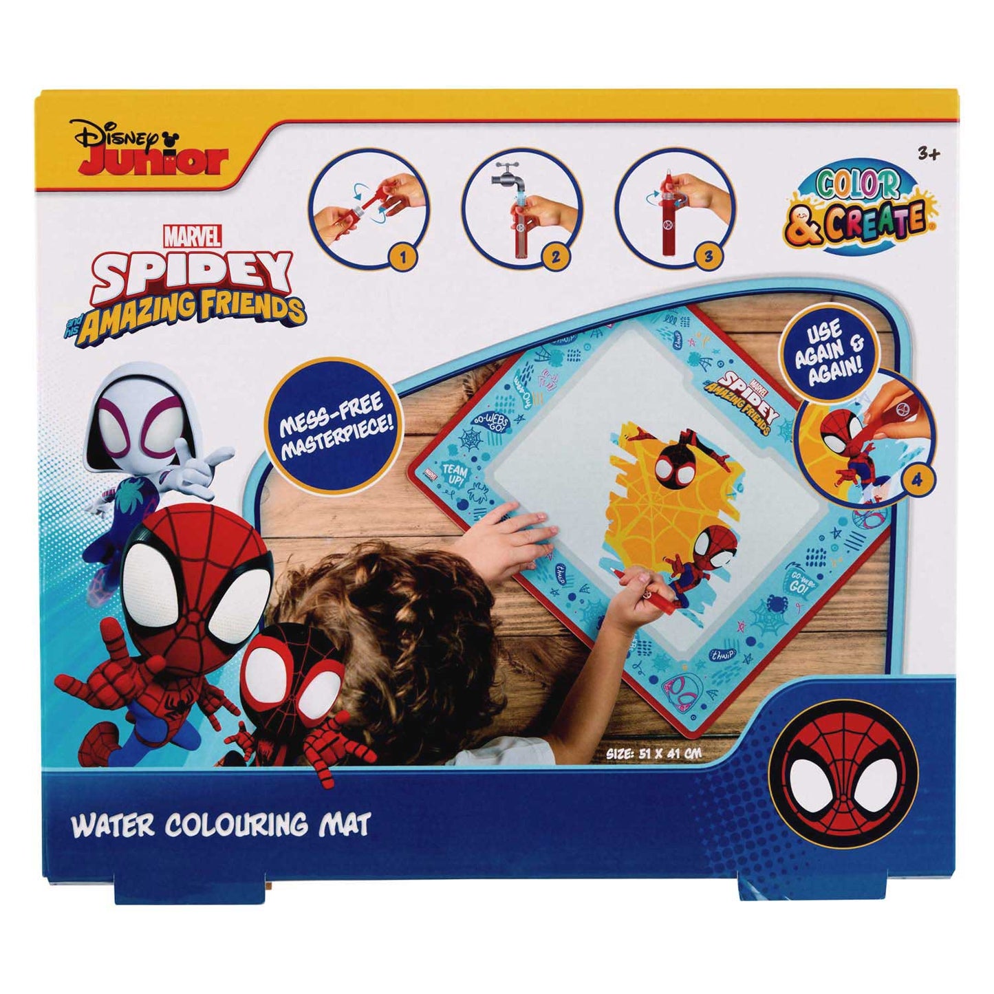Tapis de jeu aquarelle Spiderman Canenco, 51x41cm