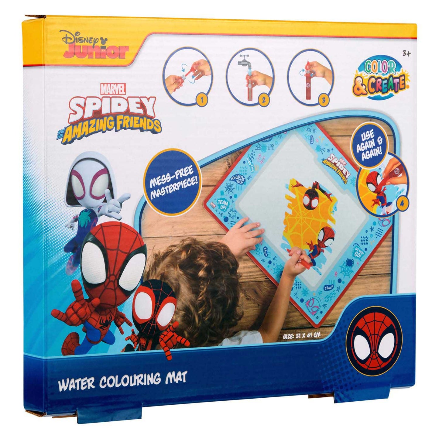 Tapis de jeu aquarelle Spiderman Canenco, 51x41cm