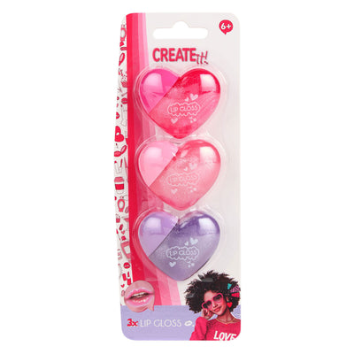 Canenco crée-le ! coeurs de brillant à lèvres d'amour - 3 pcs.