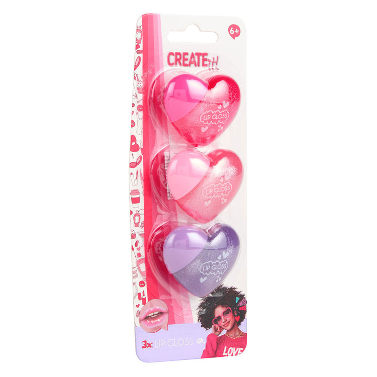 Canenco crée-le ! coeurs de brillant à lèvres d'amour - 3 pcs.