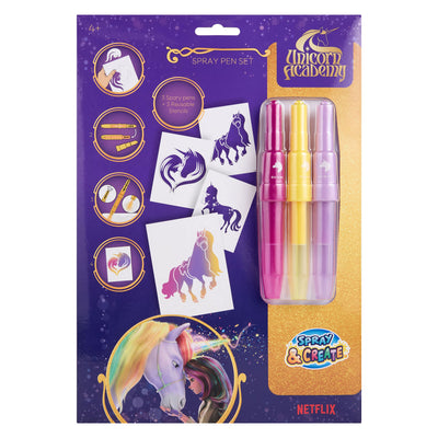 Canenco unicorn academy 3 stylos soufflants avec gabarits réutilisables