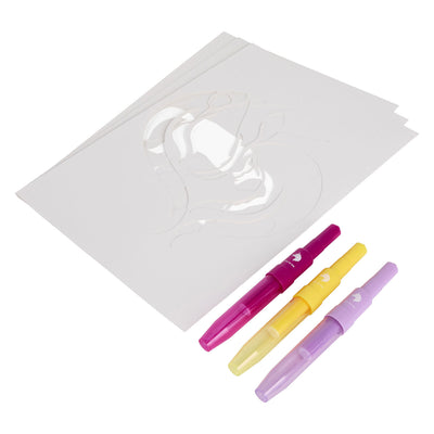 Canenco unicorn academy 3 stylos soufflants avec gabarits réutilisables