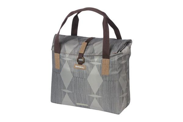 Basil Elegance Fietshopper, animal vert, repliement de retenue à l'eau, manège / bretelles à main / épaule, 20-26L, taupe