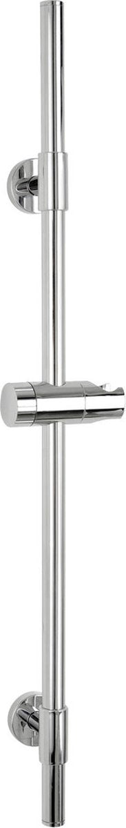Tringle de douche Wenko basic en acier inoxydable chromé, longueur 66 cm, diamètre 19 mm, avec support pomme de douche et 2 supports muraux - tringle de douche chromée
