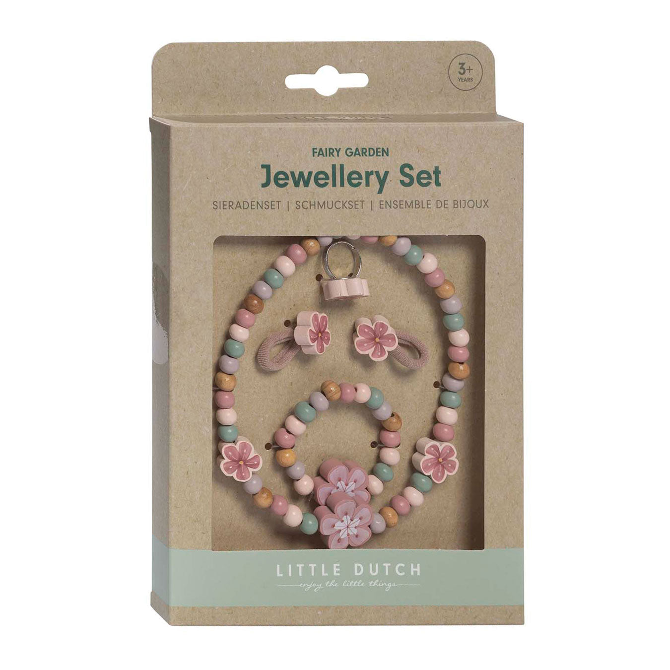 Petites fleurs de bijoux en bois néerlandais, 4dlg.