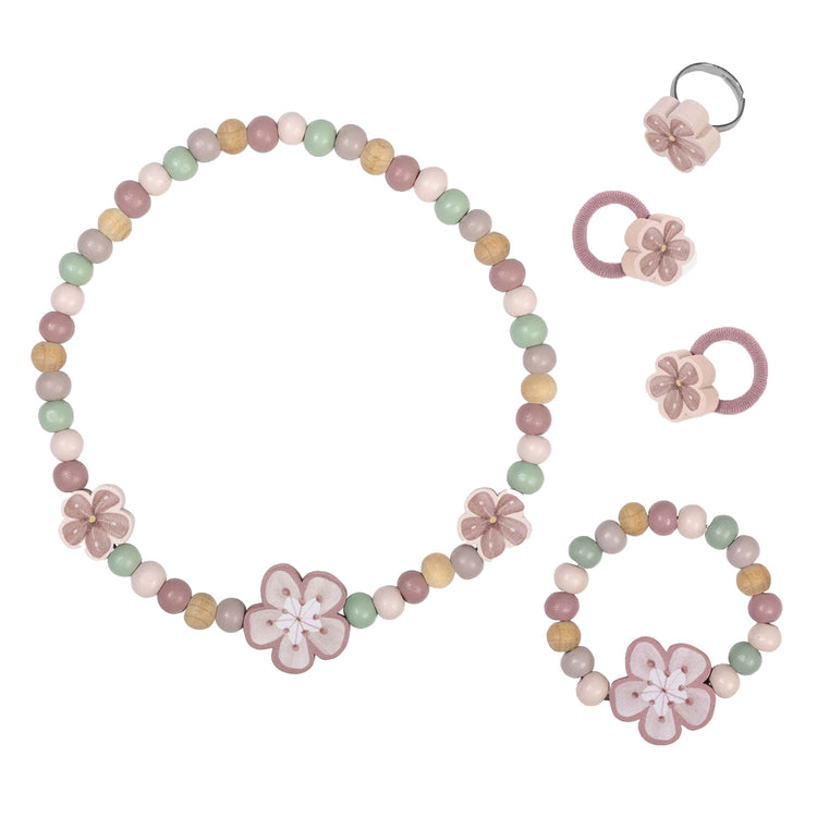 Petites fleurs de bijoux en bois néerlandais, 4dlg.