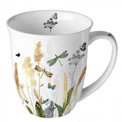 Mug Ambiente fleurs ornementales blanc